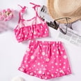 thumbnail image 4 of Utlike Girls 2 Pcs Outfits Set 2 Piece Summer Outfits Sweet Floral Print Crop Top And Ruffle Shorts Clothing Set Children Shorts Set Size 5 Years-6 Years, 4 of 9