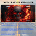 thumbnail image 3 of 1 Pcs 2D Flat License Plate Covers & Frames, Skull with Roses and Fire For Decorative Front, Waterproof For Decoration Aluminum License Plate Covers & Frames Cover For Men Women, 12" X 6", 3 of 7
