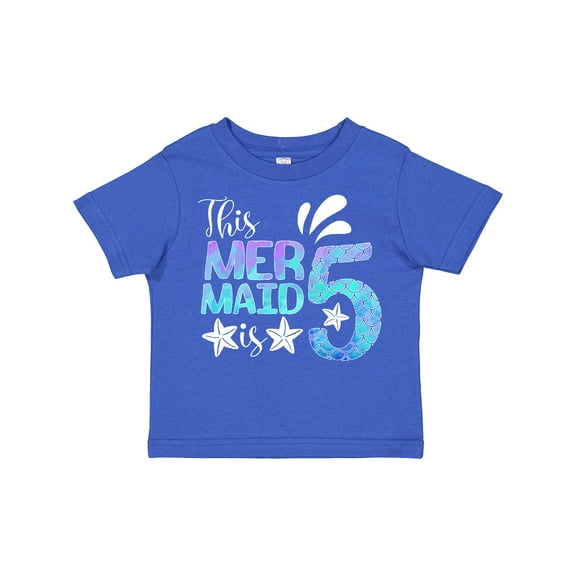 Inktastic This Mermaid is 5 with Starfish and Scales Boys or Girls Toddler T-Shirt