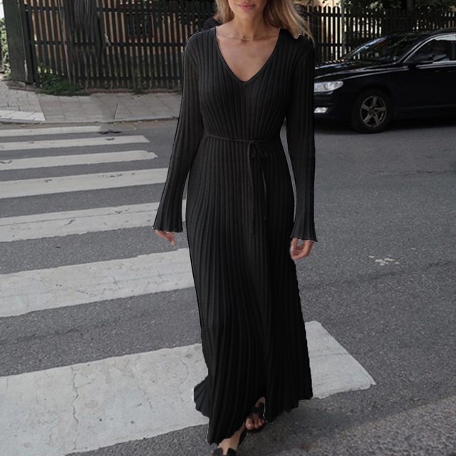 Dvkptbk Chandails pour Femmes Mode pour Femmes Coton à Rayures Col à Revers Ample Cardigan Irrégulier Robe Vêtements en Liquidation