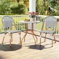 thumbnail image 4 of Gymax 3 Piece French Bistro Table Chair Set Outdoor Wicker Round Table & 2 Dining Chairs, 4 of 10