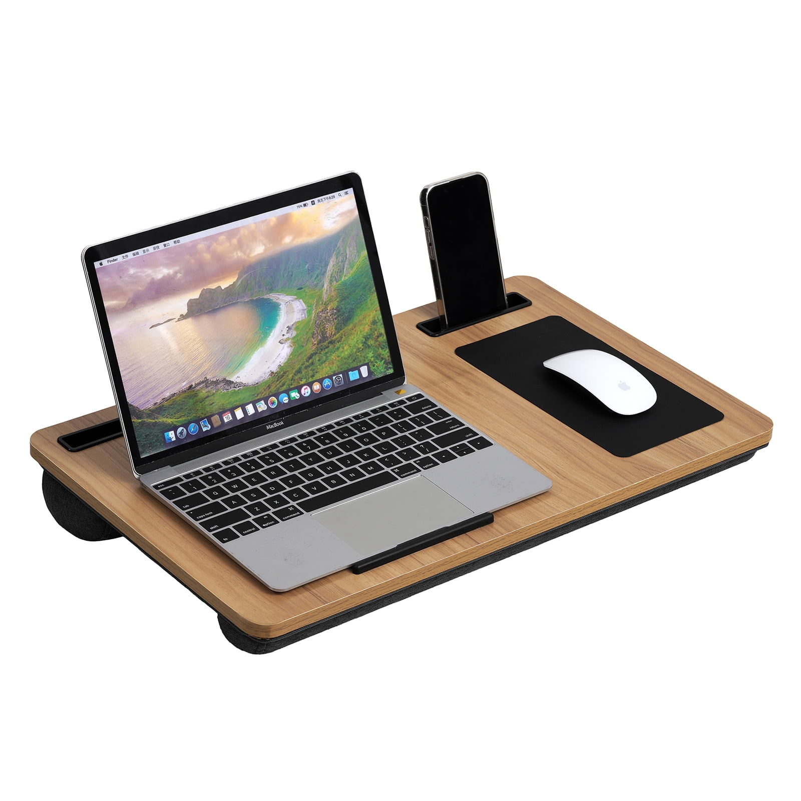 Lap Desk with Cushion, HONEIER Laptop Desk Fits up to 20 inch Laptop with Anti-Slip Strip, Mouse Pad Tablet & Phone Holder, Portable Laptop Tray with Handle, Lap Stand for Bed Home Office Students