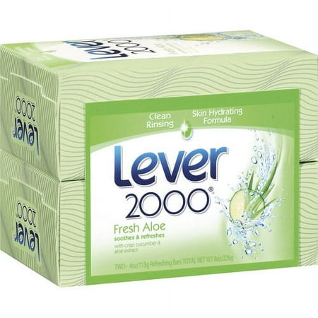 Lever 2000 Moisturizing Bar, Fresh Aloe - Two 4 oz. Bars