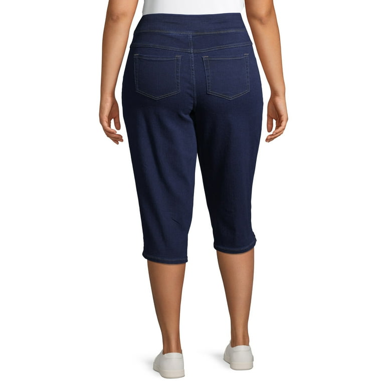 Terra & Sky Plus Size Stretch Pull On Denim Capris 