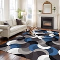thumbnail image 2 of Blue Grey Abstract Area Rugs 6'x9', Washable Small Throw Rugs for Kitchen Dining room, Modern Geometric Ombre Artwork Indoor Outdoor Rug Non-Slip Low Pile Carpet Runner Reversible Floor Mats, 2 of 8