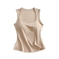 thumbnail image 2 of Fanxing Camisole Tops for Women Built in Bra Tank Tops Cotton Workout Yoga Shirts Basic Tank Tops Layer Padded Khaki,XL, 2 of 8
