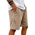 thumbnail image 4 of Mens Corduroy Shorts Casual Elastic Waist Drawstring 2026 Summer Beach Lounge Short Khaki 2XL, 4 of 6