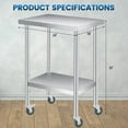thumbnail image 3 of Table de Préparation en Acier Inoxydable 18 Pouces x 24 Pouces avec Tablette Inférieure Réglable et Roulettes, Table de Cuisine Commerciale Robuste, pour Restaurants, Maison, Extérieur, 3 of 7
