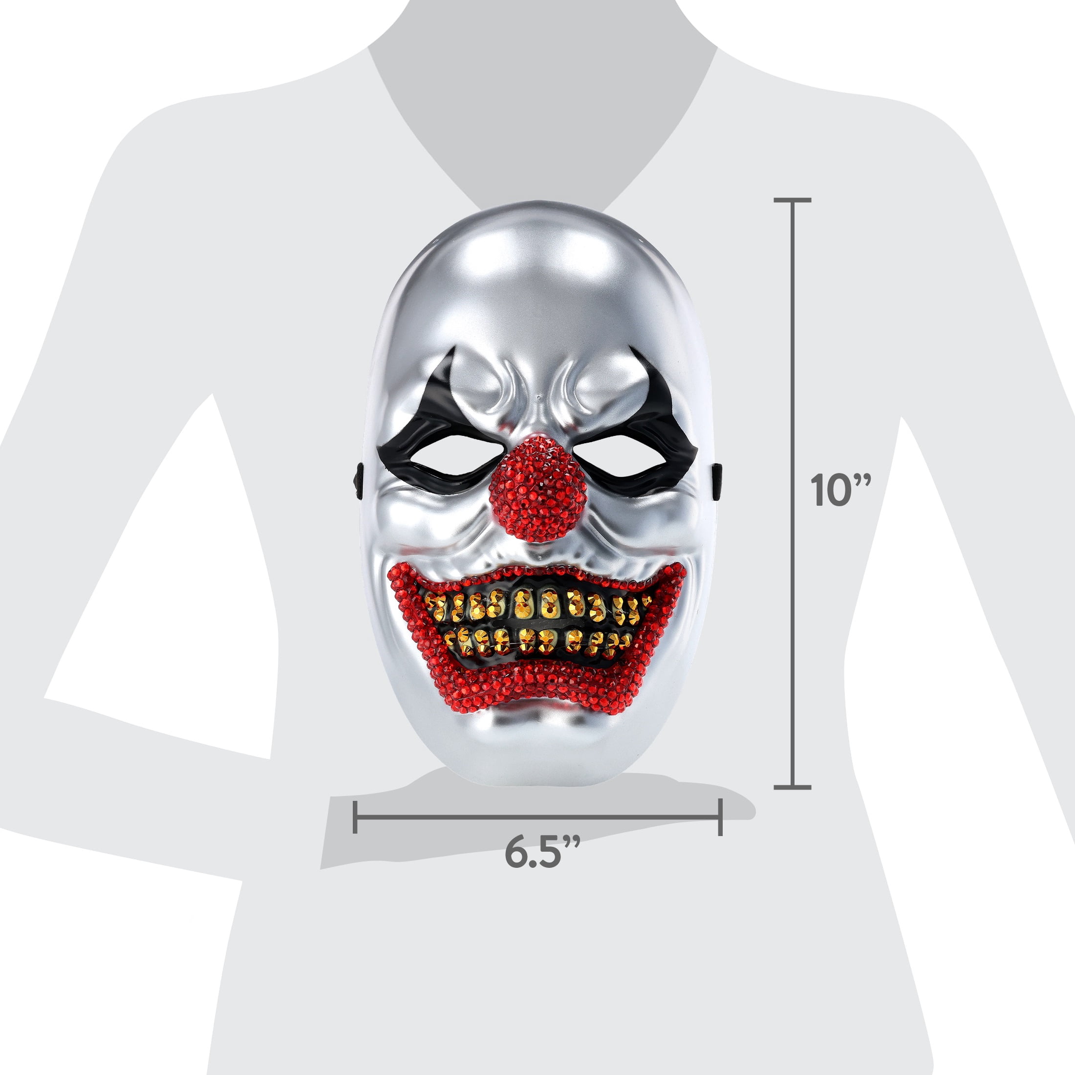 Big Top Bling Mask Costume Accessory for Adults, Silver, Halloween by Way To Celebrate