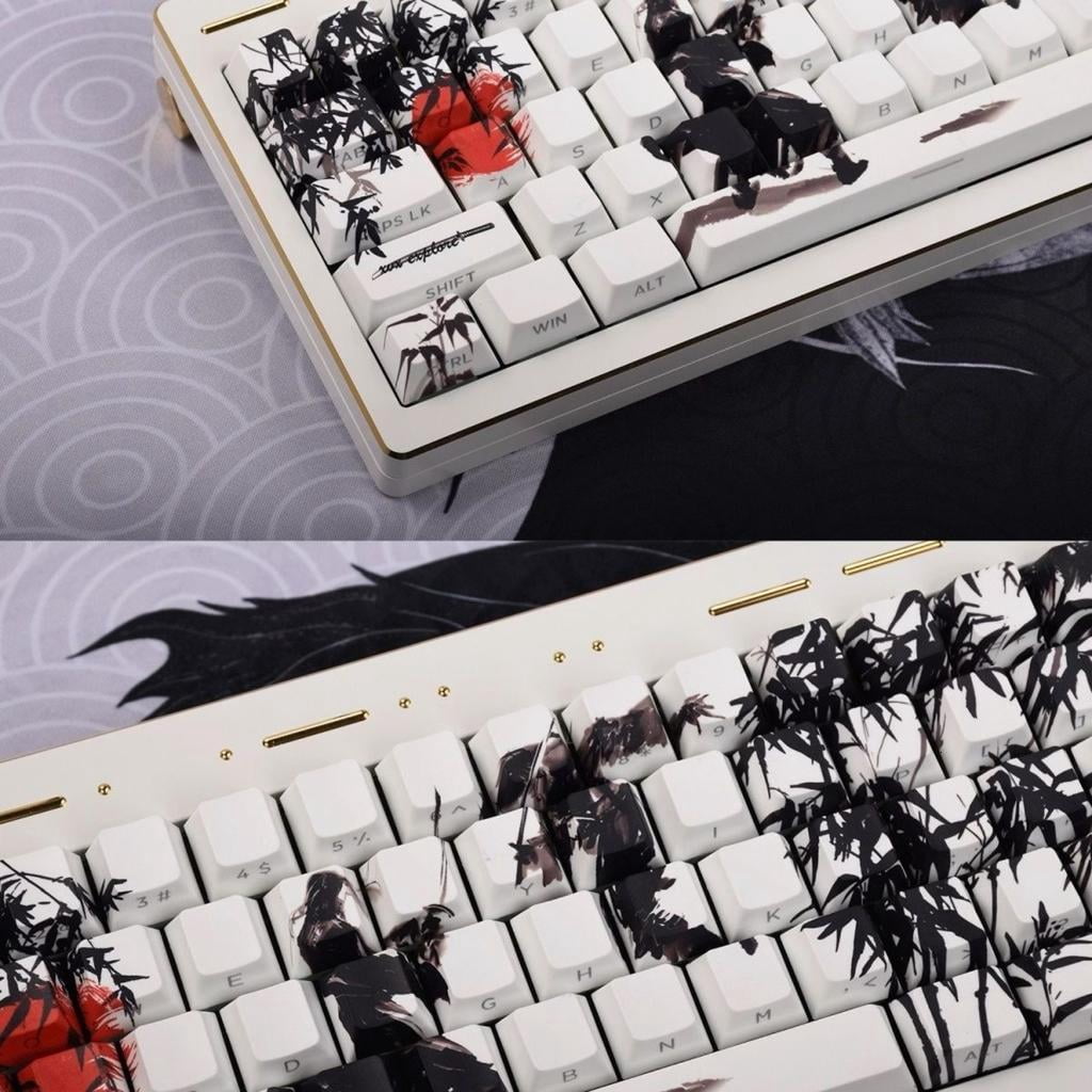 130Key Keycaps Side Print Light Transmitting Keycap Set With Fighting Theme For Unique Mechanical Keyboards