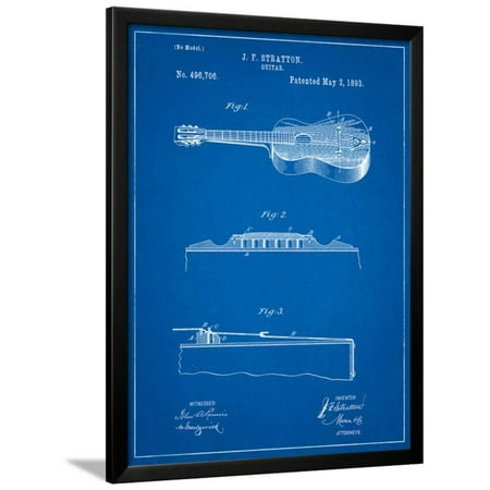 Stratton and Son Acoustic Guitar Patent Framed Print Wall Art By Cole