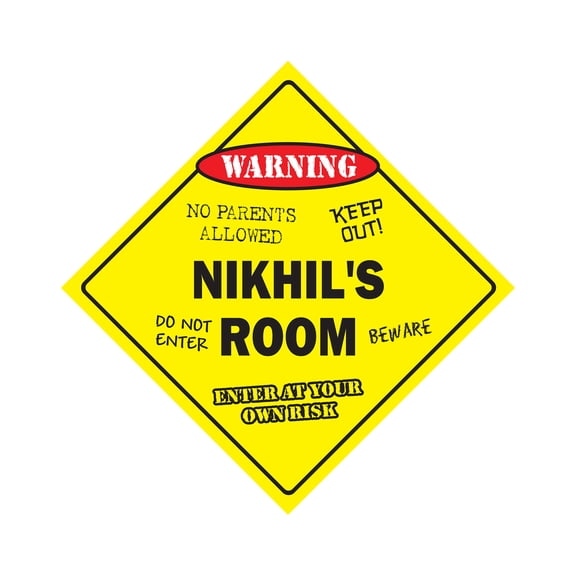 Nikhil's Room Sign Crossing Zone Xing | Indoor/Outdoor | 17" Tall kids bedroom decor door children's name boy girl