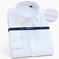 thumbnail image 6 of New High Quality 100% Cotton Men Dress Long Sleeve Shirt Solid Male Regular Fit Stripe Business Social  Office Shirt White S-8XL (9500,100-105kg 47), 6 of 7