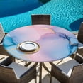 thumbnail image 5 of Blue Pink Ombre Round Tablecloth 36-44 Inch Round Fitted Table Cloth with Elastic Edge, Modern Aesthetics Marble Abstract Waterproof Table Cover Protector for Outdoor Picnic Party Dining, 5 of 6