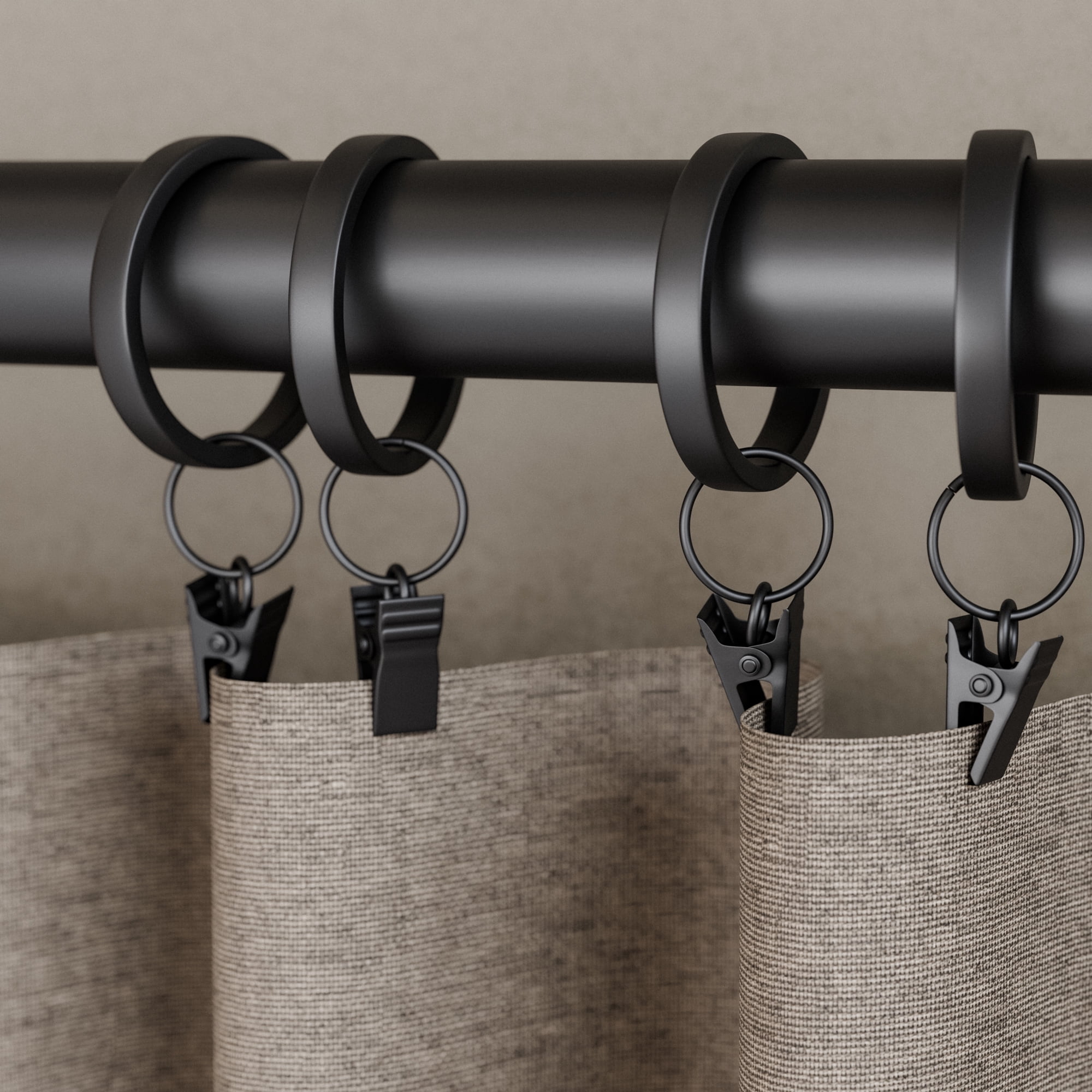 Better Homes & Gardens Matte Black Curtain Clip Rings (7 Pack)