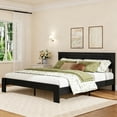 thumbnail image 2 of King Size Farmhouse Wooden Bed Frame with Headboard, Rustic Platform Bed with Silent Wood Slat System, No Box Spring Needed, Rustic Black, 2 of 6