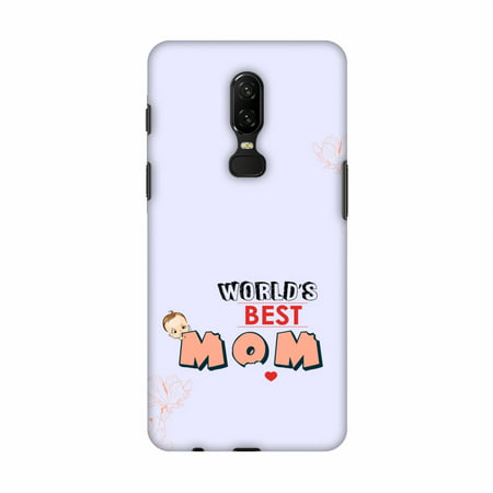 OnePlus 6 Case - World's Best Mom- Lavender, Hard Plastic Back Cover, Slim Profile Cute Printed Designer Snap on Case with Screen Cleaning