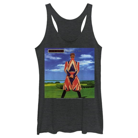 Women's David Bowie Earthling Racerback Tank Top Black Heather Small