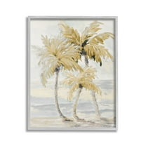 Stupell Industries Neutral Beige Palm Trees Landscape Painting Gray Framed Art Print Wall Art, 24 x 30