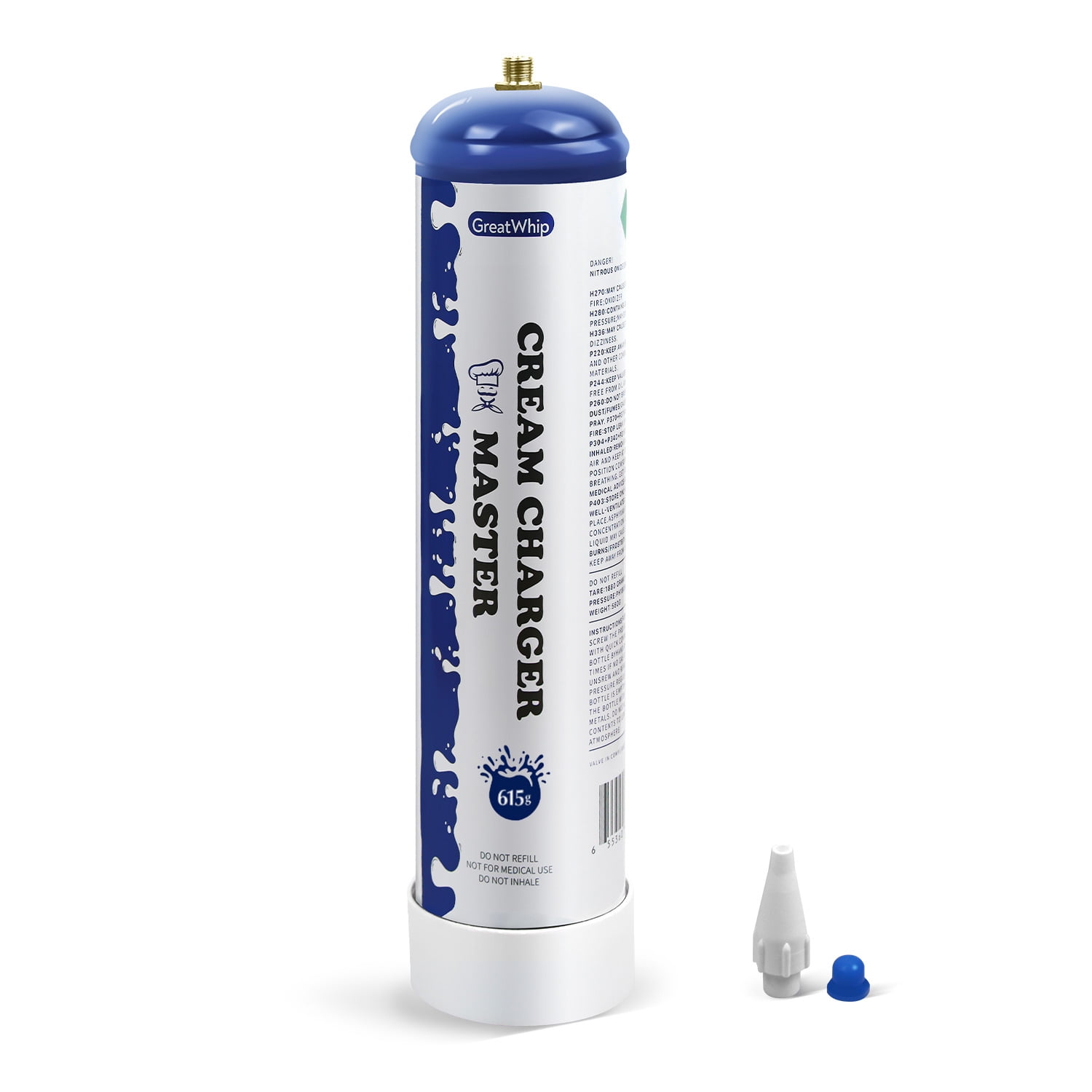 GreatWhip Whipped Cream Chargers Cylinder 615g 0.95L Pure N2O Nitrous Tank Compatible with Cream