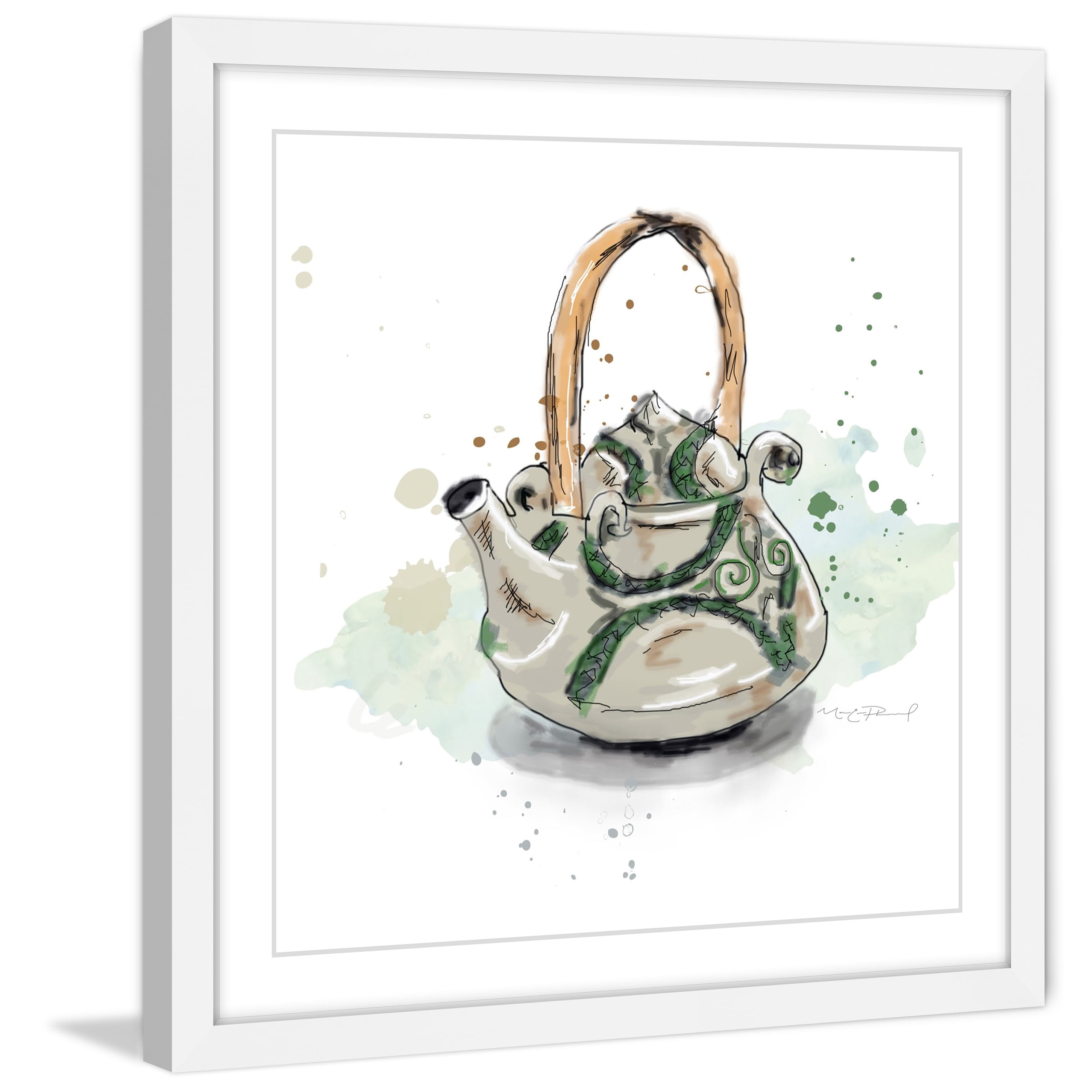 Marmont Hill "Theiere" By Marie-Eve Pharand Framed Painting Art Print, 32.0" x 1.5"