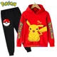 thumbnail image 1 of Conjunto de manga larga de Pikachu para niños, chándal informal de Pokémon, Sudadera con capucha y pantalones, 3 a 14 años, 1 of 1