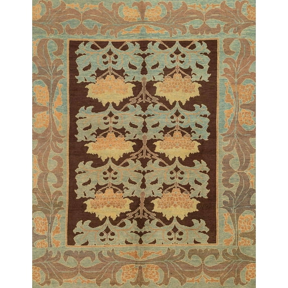 Ahgly Company Indoor Rectangle Abstract Copper Green Abstract Area Rugs, 8' x 12'