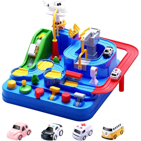 Kids Race Tracks for Boys Car Adventure Toys Gifts for Age 2 3 4 5 6 Year Old Boys Girls, Puzzle Car Tracks Playsets City Rescue Toy Preschool Educational Car Toys Games for Toddlers