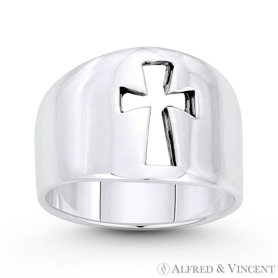 Pattée / Formée Medieval Cross Cutout 6-13mm Wide Band in Oxidized .925 Sterling Silver