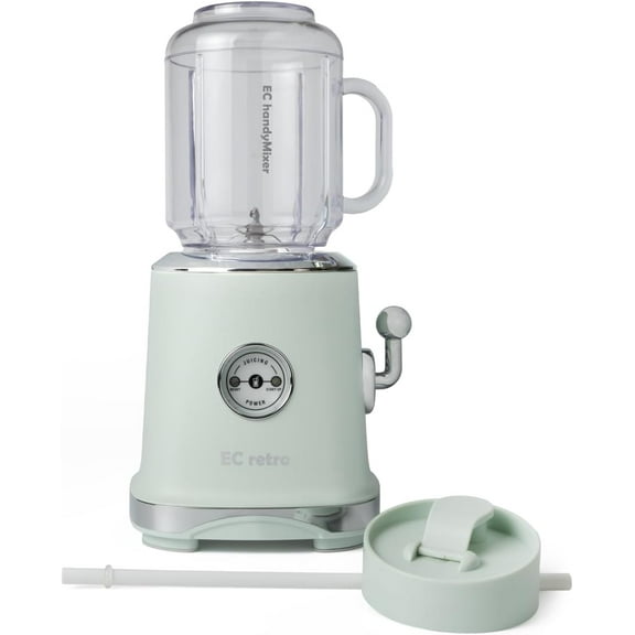 ECretro Retro Smoothie Blenders Countertop Juicer Maker with 20oz  Travel Cup and Lid, 300W 2-Speed for Shakes and Ice Crush (Light Green)
