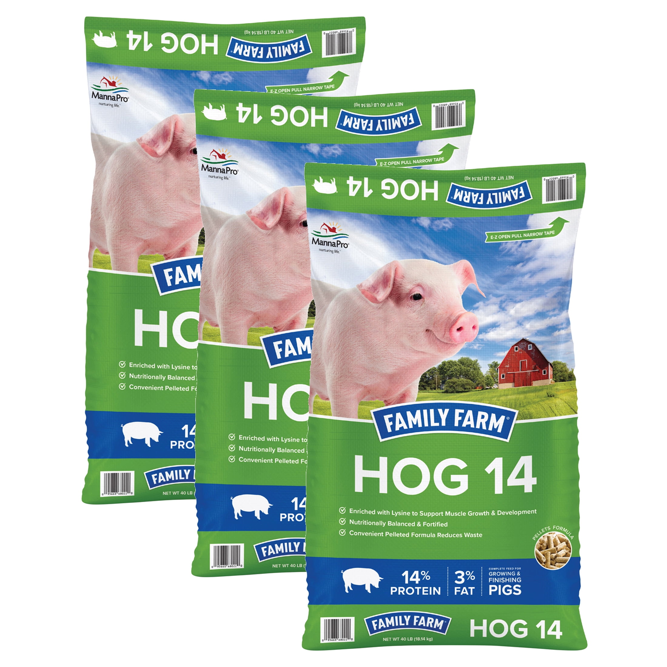 (3 pack) Family Farm Hog 14 Complete Feed for Growing & Finishing
