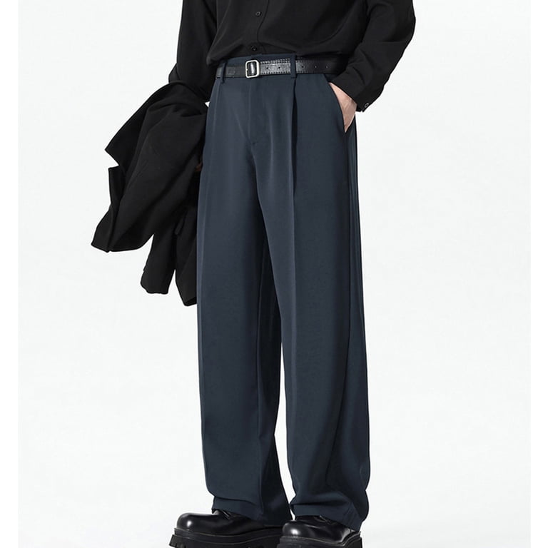 Mens Pleated Front Dress Pants Business Casual Wrinkle-Resistant