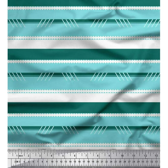 Soimoi Satin Silk Fabric Horizontal Stripe Decor Fabric Printed Yard 42 Inch Wide