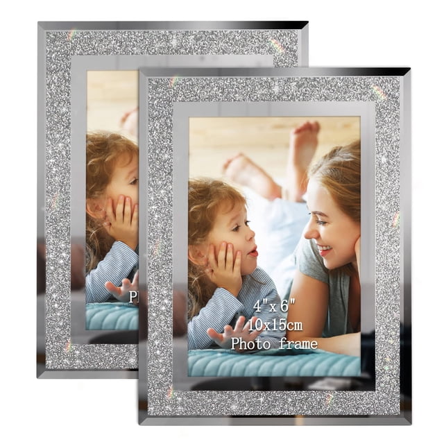 Marco de fotos Calenzana Sparkle Glass de 4 x 6 para mesa, paquete de 2