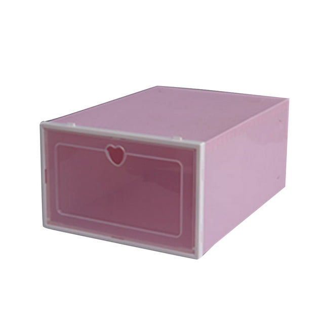 jesticaly Stackable Storage Shoe Box Clear Closet Stackable Storage Shelf Plastic Shoe Organizer Womens Mens Shoes Container light pink