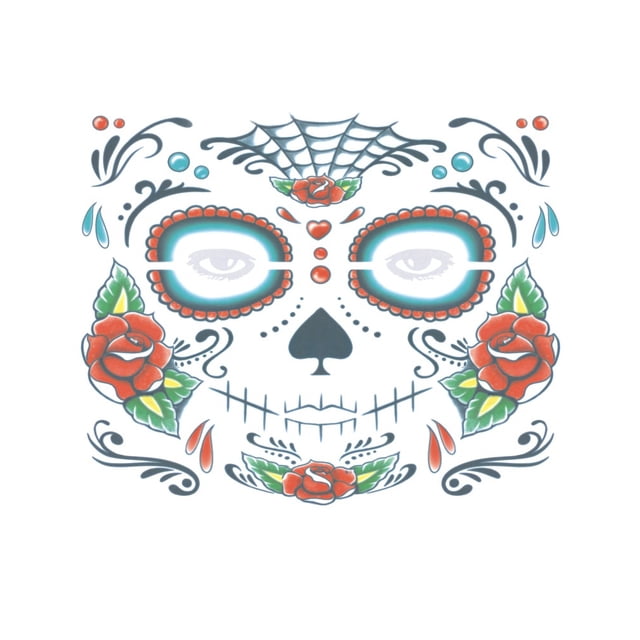 Tatuaje de cara de esqueleto, pegatinas temporales para la cara, accesorios para fiesta de disfraces