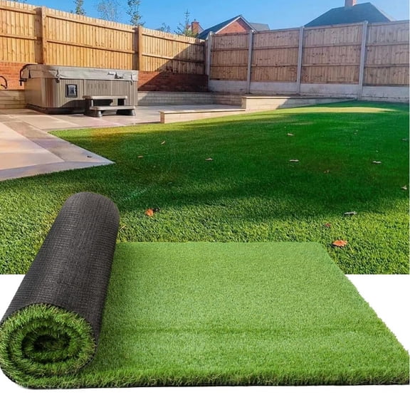 LITA Extra Thick Artificial Grass Turf 7' x 15' Indoor Outdoor Realistic Fake Grass, Green
