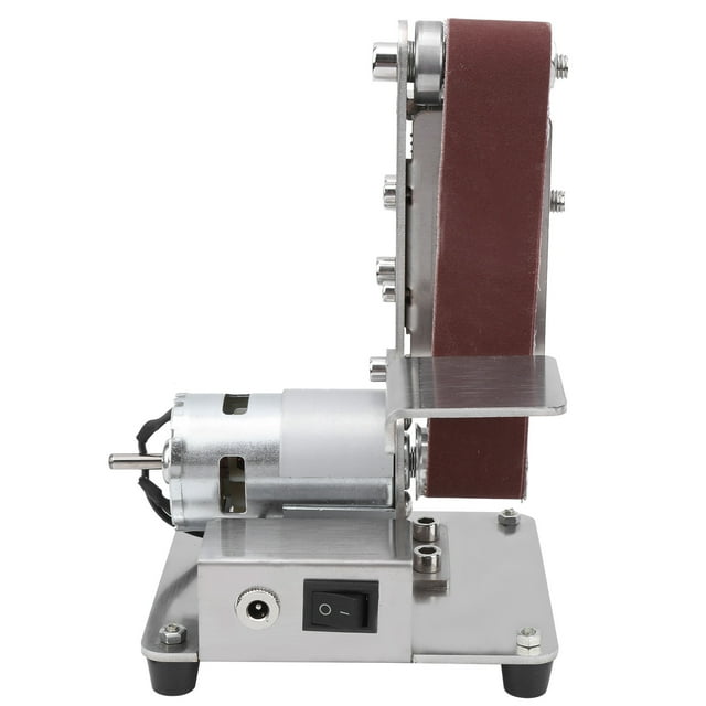 Rdeghly Ponceuse à Courroie Électrique, Mini Ponceuse à Courroie Électrique, Broyeur Multifonction, 12-24V (Sept Vitesses) Angle de Réglage de Table de Travail de 0-65 Degrés 9000r/min