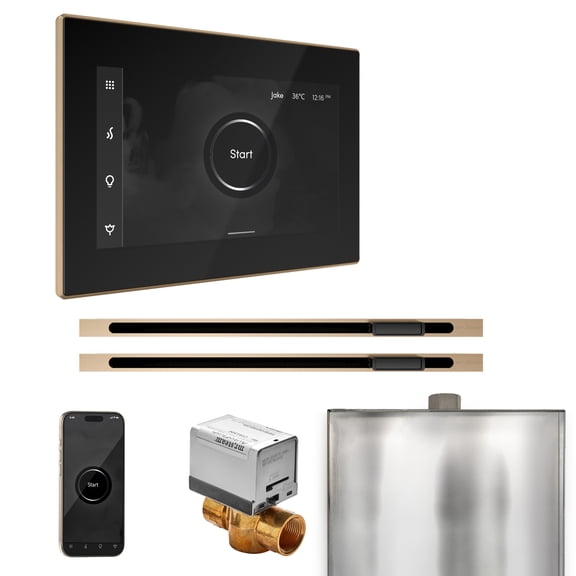 Mr Steam XButler Max Steam Shower Pkg w/iSteamX Control and Linear Steamhead in Black Brushed Bronze