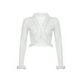 thumbnail image 4 of Women Tie-up Crop Tops Adults Y2k Sexy Solid Color Long Sleeve V-Neck Fur Trim Cardigan, 4 of 5