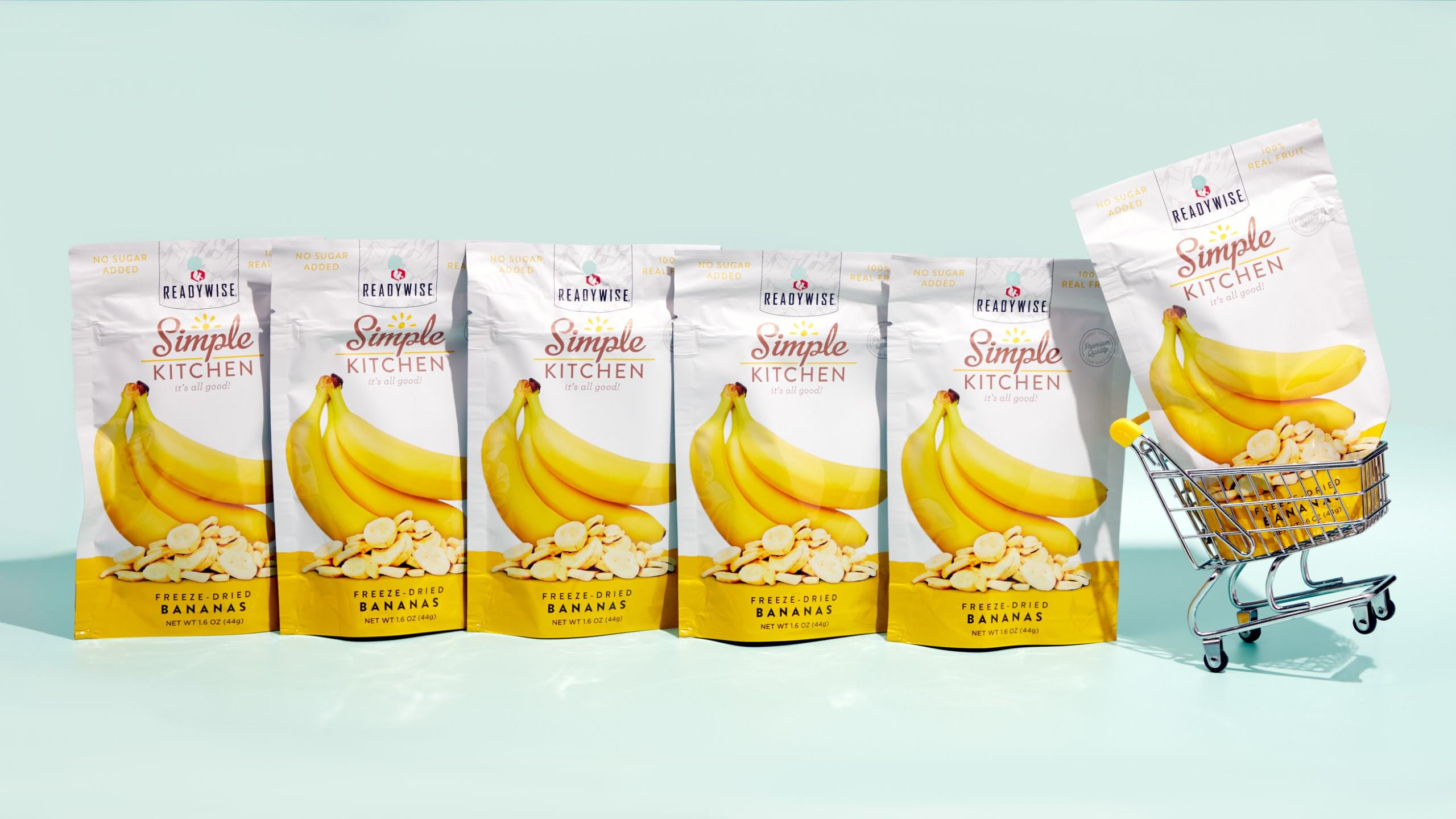 ReadyWise Simple Kitchen Freeze-Dried Bananas, Single Serve Pouch, 1.6 oz; 6 Ct Case