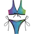 thumbnail image 2 of Dreamtimes Sparkling Rainbow Colors Bikinis Swimsuit Set for Women Swimwear Triangle Bathing Suit Tie String Thong, Small, 2 of 7