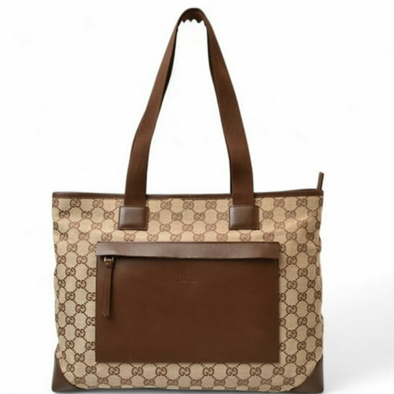 Pre-Owned GUCCI Tote Bag GG Canvas Beige Brown 34339 (Good)