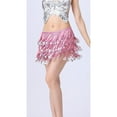 thumbnail image 3 of Sequined Fringed 4-Layers Drawstring Closure Belly Dance Waist Chain Skirt Hip Scarf Latin Skirt,pink, 3 of 4
