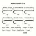 thumbnail image 6 of 50pcs Competition Barbless Fly Tying Fishing Hook High Carbon Steel Tying Materials Jig Dry Nymph Shirmp Wet Caddis Fly Hooks Black Nickle Size # 6/ # 8/ # 10/ # 12/ # 14/ # 16/ # 18/ # 20, 6 of 9