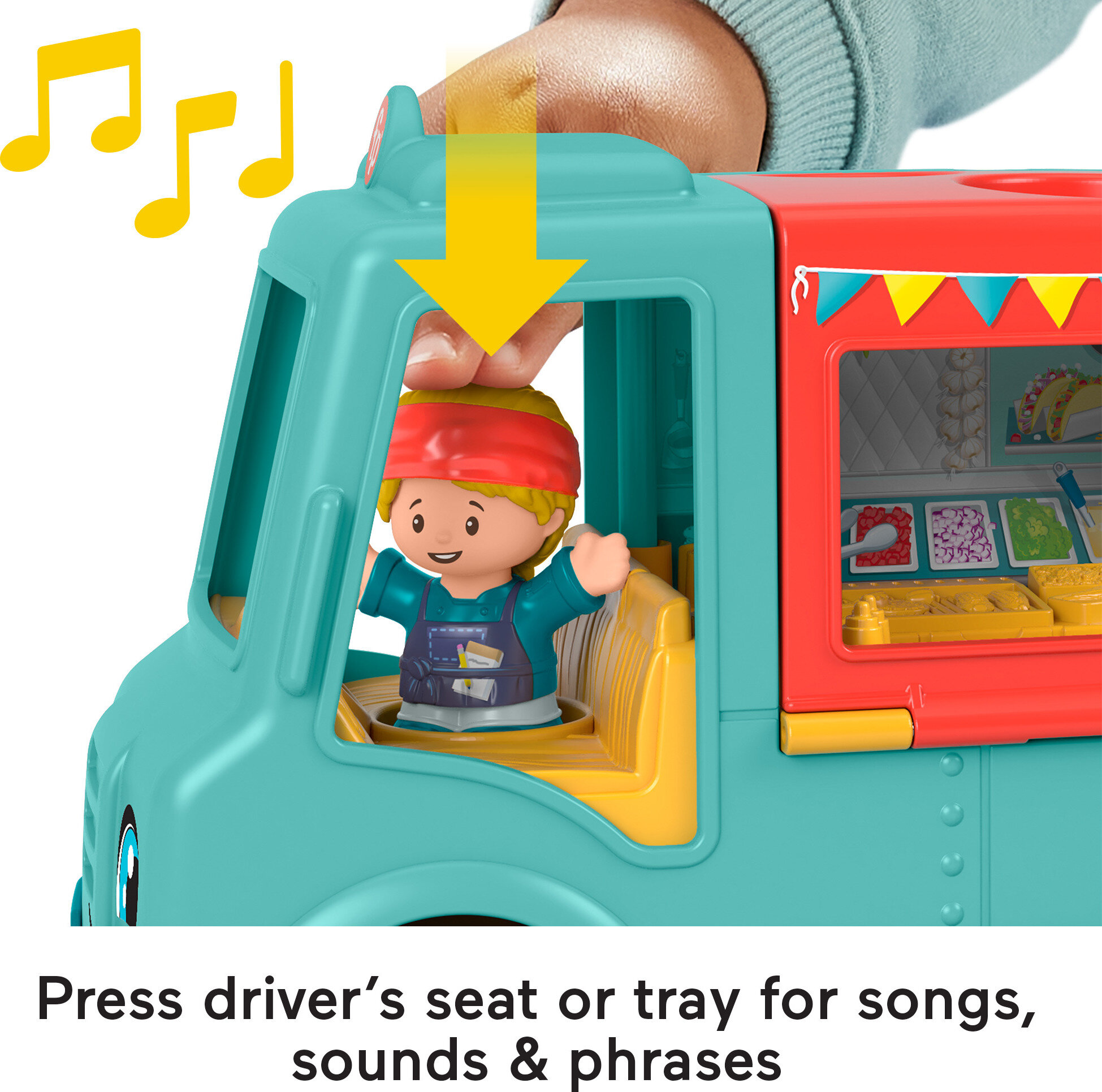 Fisher-Price Little People Serve It Up Food Truck Musical Toddler Toy with 2 Figures - image 3 of 6