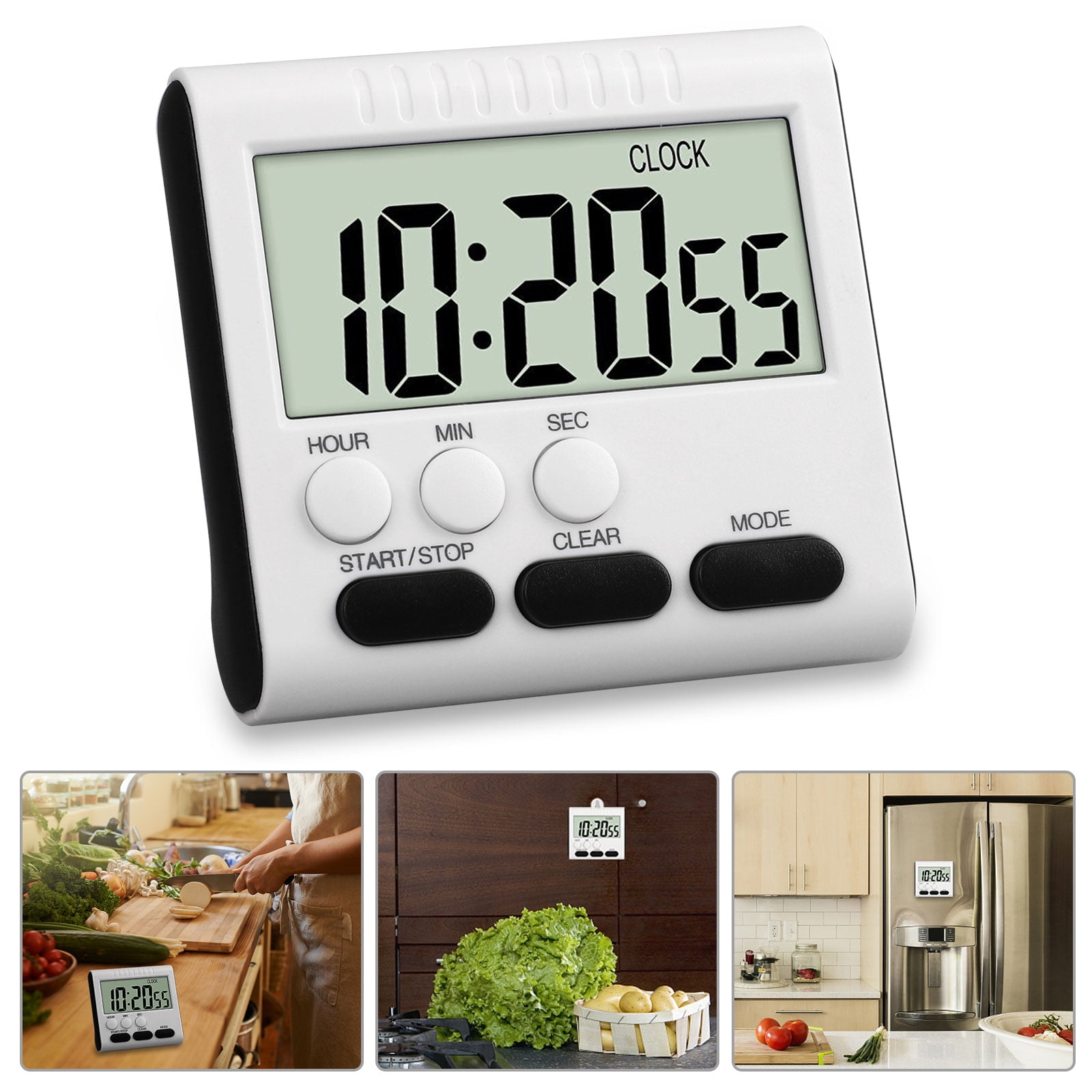 Magnetic Large LCD Digital Kitchen Timer Alarm Count Up Down Clock 24 Hours 