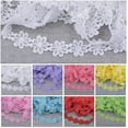 thumbnail image 2 of U8MO 1Yards 25mm Lace Flower Ribbon Sewing Trim lot Appliques Sew Supplies-Pink, 2 of 6