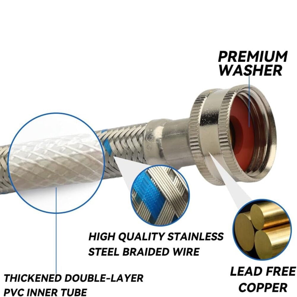 Krydros 6-ft. Braided Stainless Steel Dishwasher Installation Kit with 3/8-in. Compression Hose, Power Cord, and Adapters
