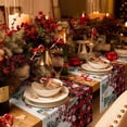 thumbnail image 6 of Red Plaid Christmas Dresser Scarf Farmhouse, Dining Table Decorations for Wedding/Parties, Snowman Xmas Tree Snowflake Winter Table Runner 36 Inches Long for Kitchen Dining, 13 x 36 In, 6 of 9